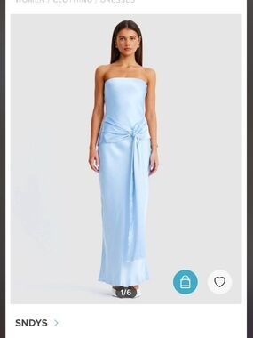 SNDYS Angie Tie Front Maxi Dress Baby Blue
